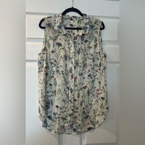 2/$20 H&M Floral Sleeveless sheer Button-Up Blouse